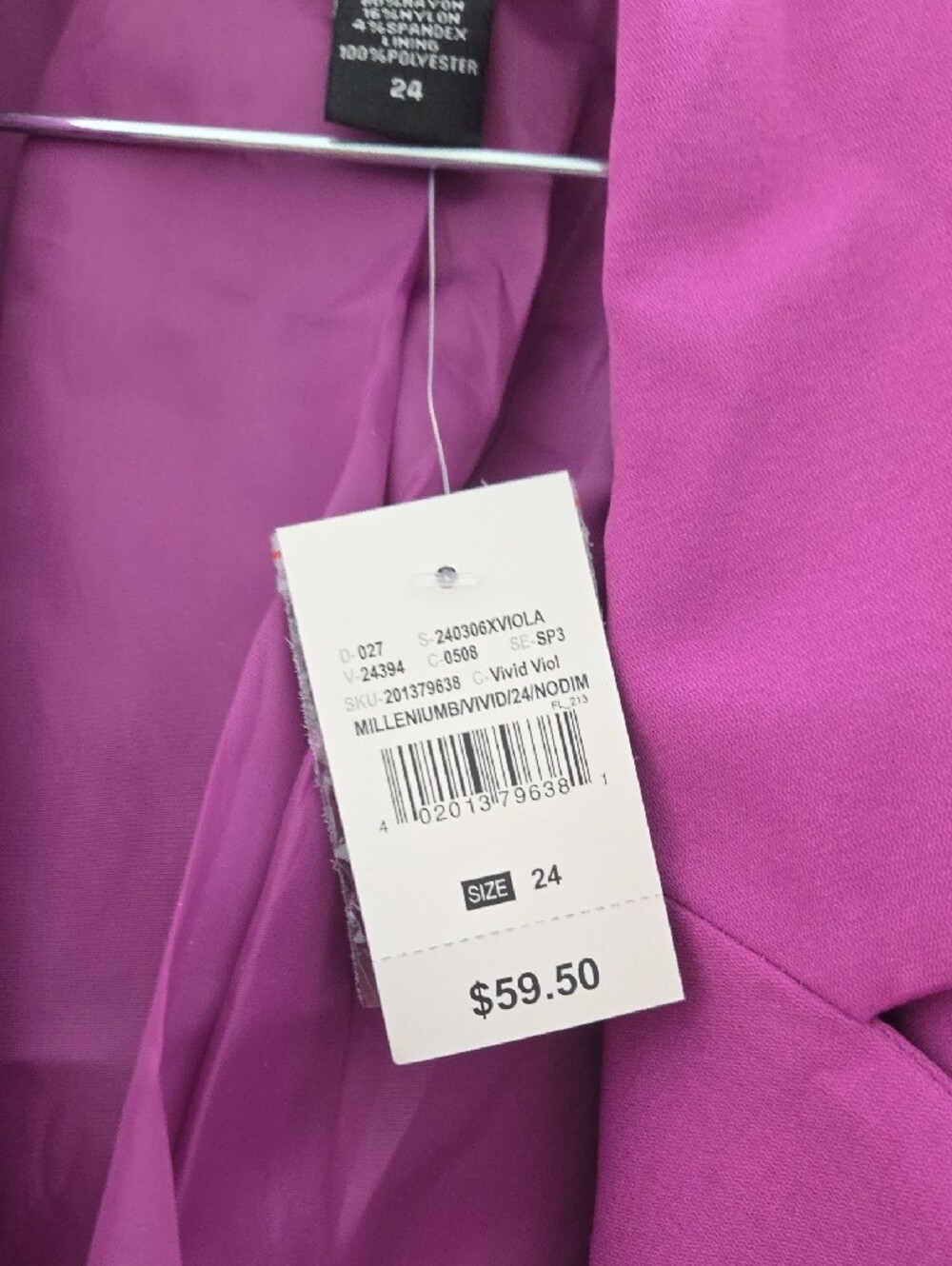 Vivid Violet Women's Blazer and Pants Suit - Picture 7 of 8